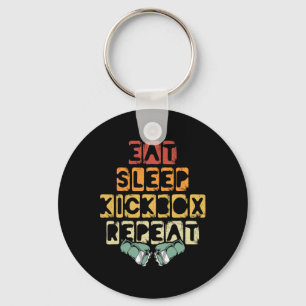 Eat Sleep Kickbox Repeat Mma Kickboxing Kickboxer Keychain