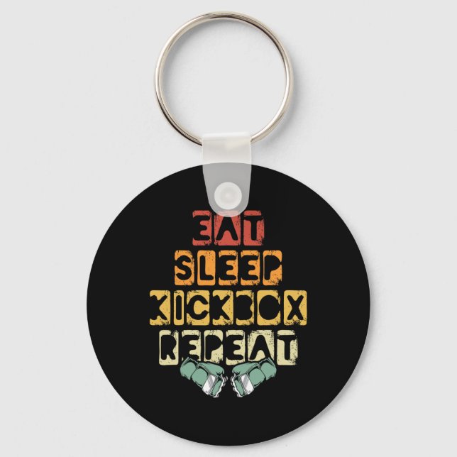 Eat Sleep Kickbox Repeat Mma Kickboxing Kickboxer  Keychain (Front)