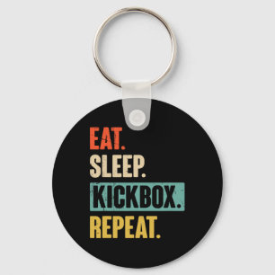 Eat Sleep Kickbox Repeat Retro Kickboxing Boxing G Keychain