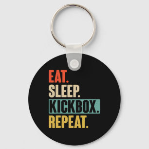 Eat Sleep Kickbox Repeat - Retro Vintage Kickboxin Keychain