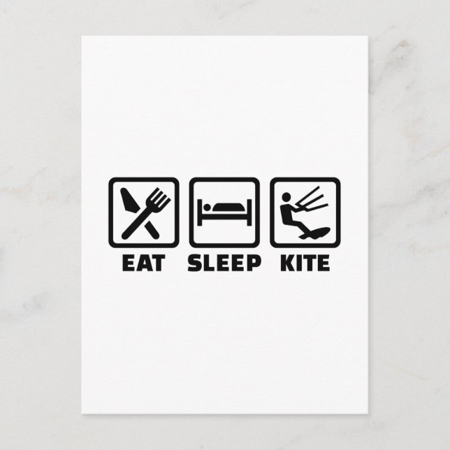 Eat sleep kite postcard (Front)