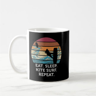 Eat Sleep Kitesurf Repeat Retro Vintage Sunset Bea Coffee Mug