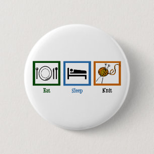 Eat Sleep Knit 2 Inch Round Button