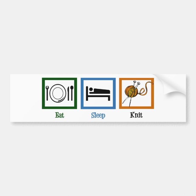 Eat Sleep Knit Bumper Sticker (Front)