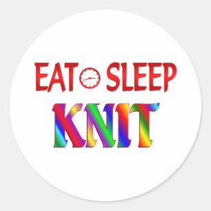 Eat Sleep Knit Classic Round Sticker