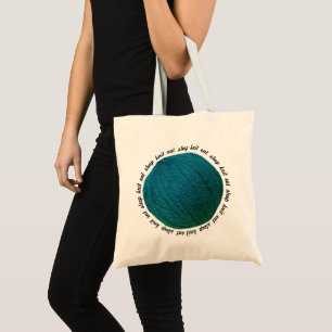Eat Sleep Knit Yarn Ball Teal Crafts Tote Bag