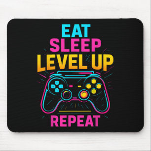 Eat Sleep Level Up Repeat Gamer Funny Video Game G Mouse Pad