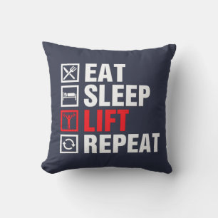 Eat Sleep Lift Repeat Throw Pillow