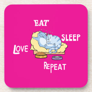 Eat Sleep Love Repeat Cats Coaster