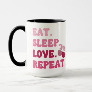 Eat Sleep Love Repeat Valentine's Day Cherry Heart Mug