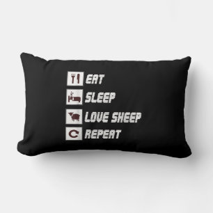 Eat sleep love sheep repeat   Funny Quotes Gift Lumbar Pillow