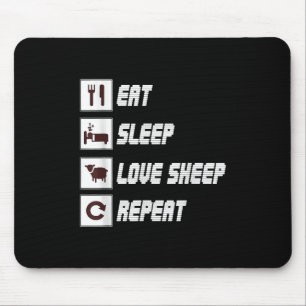 Eat sleep love sheep repeat   Funny Quotes Gift Mouse Pad
