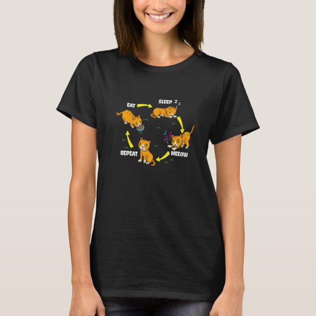 Eat Sleep Meeow Repeat Cat Whisperer Kitten Owner  T-Shirt (Front)