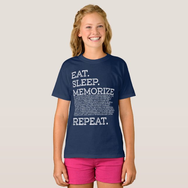 Eat Sleep Memorize Repeat Memory Master T-Shirt (Front Full)