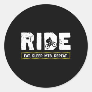 Eat Sleep Mtb Repeat Funny Mountain Biking Cycle L Classic Round Sticker