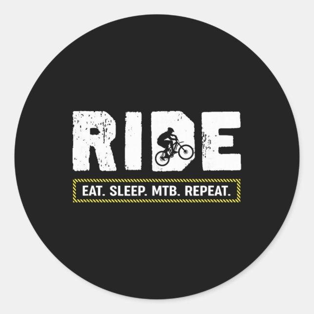 Eat Sleep Mtb Repeat Funny Mountain Biking Cycle L Classic Round Sticker (Front)