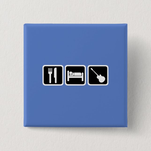 Eat, sleep, music 2 inch square button (Front)