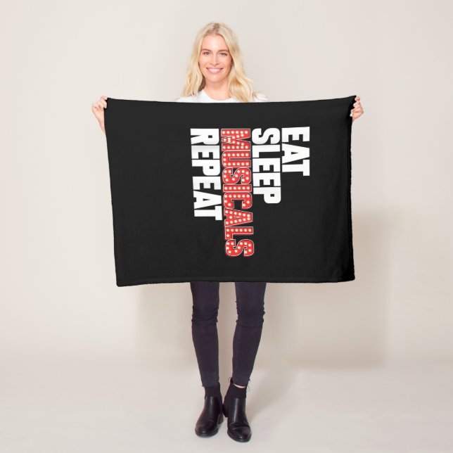 Eat Sleep Musicals Repeat Fleece Blanket (In Situ)