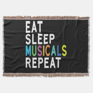 Eat Sleep Musicals Repeat Throw Blanket