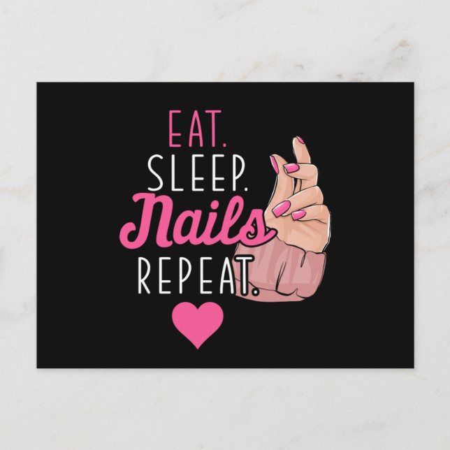 Eat Sleep Nails Nail Technician Manicurist Gift Postcard (Front)