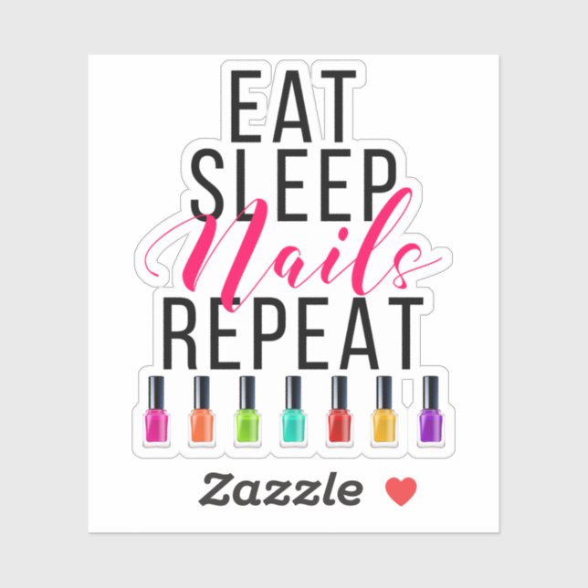 Eat Sleep Nails Repeat Bright Rainbow Nail Polish (Sheet)