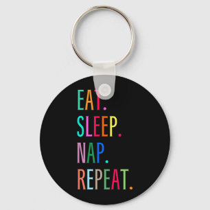 Eat Sleep Nap Repeat Funny Sarcastic Colourful Keychain