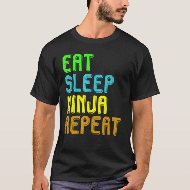 Eat Sleep Ninja Repeat Shirt Kids For Ninja Youth (Front)