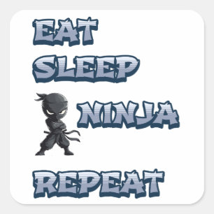 Eat, Sleep, Ninja, Repeat Square Sticker