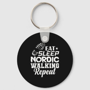 Eat sleep nordic walking repeat sport keychain
