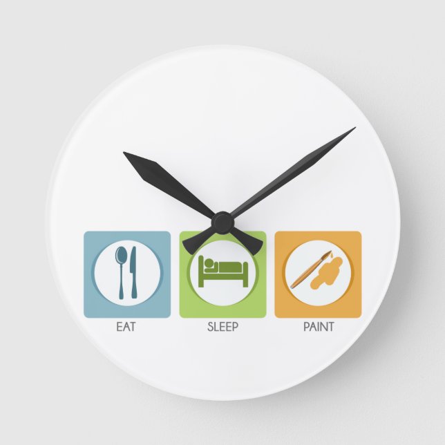 Eat Sleep Paint Round Clock (Front)
