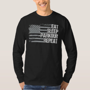 Eat Sleep Parkour Repeat Us Flag Men Women Girls B T-Shirt