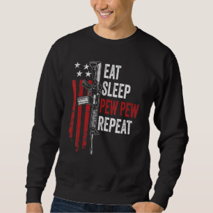 Eat Sleep Pew Repeat Gun Owner Usa Ar15 Flag Sweatshirt