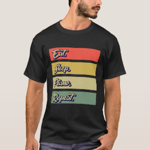 Eat Sleep Piano Repeat Piano Retro Vintage Music J T-Shirt