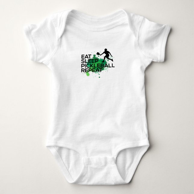 Eat sleep pickleball, repeat baby bodysuit (Front)