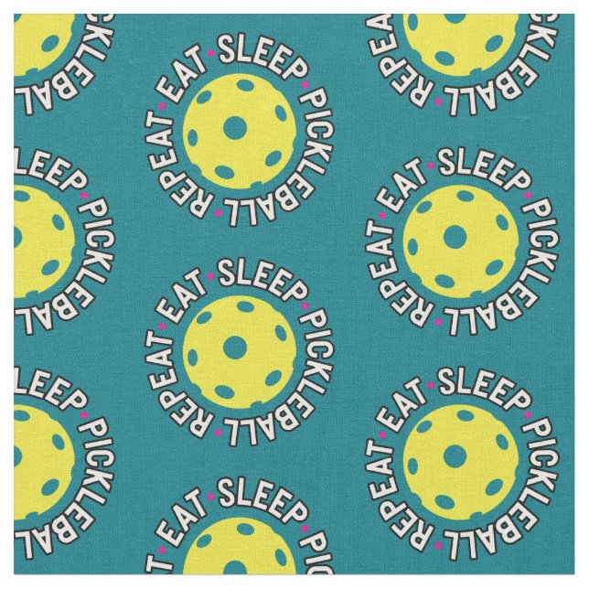 Eat, sleep, pickleball, repeat - custom background fabric (Close Up)