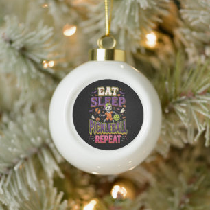 Eat Sleep Pickleball Repeat Pickleball Ceramic Ball Christmas Ornament
