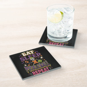 Eat Sleep Pickleball Repeat Pickleball Glass Coaster
