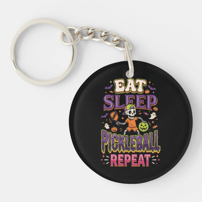 Eat Sleep Pickleball Repeat Pickleball  Keychain (Front)
