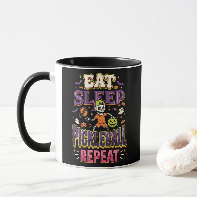 Eat Sleep Pickleball Repeat Pickleball Mug (With Donut)