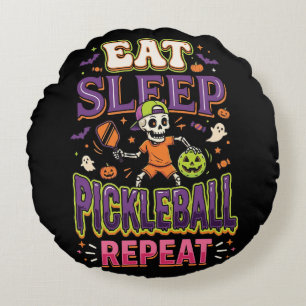 Eat Sleep Pickleball Repeat Pickleball Round Pillow