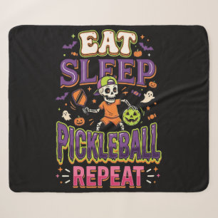Eat Sleep Pickleball Repeat Pickleball Sherpa Blanket