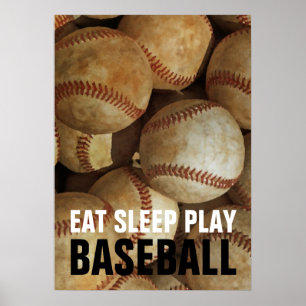Eat Sleep Play Baseball Artwork Poster