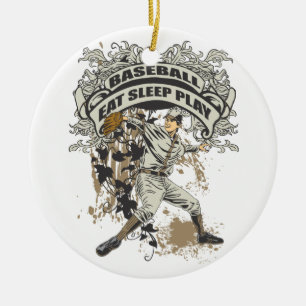 Eat, Sleep, Play Baseball Ceramic Ornament