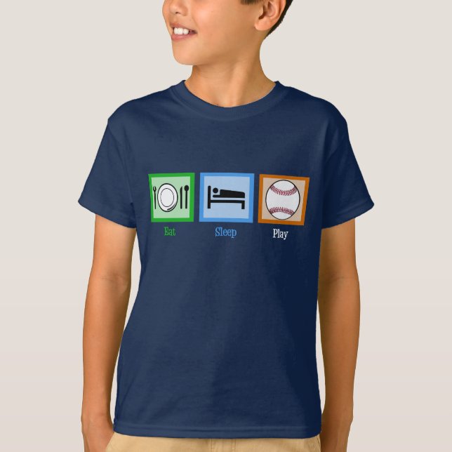 Eat Sleep Play Baseball Funny Kids T-Shirt (Front)