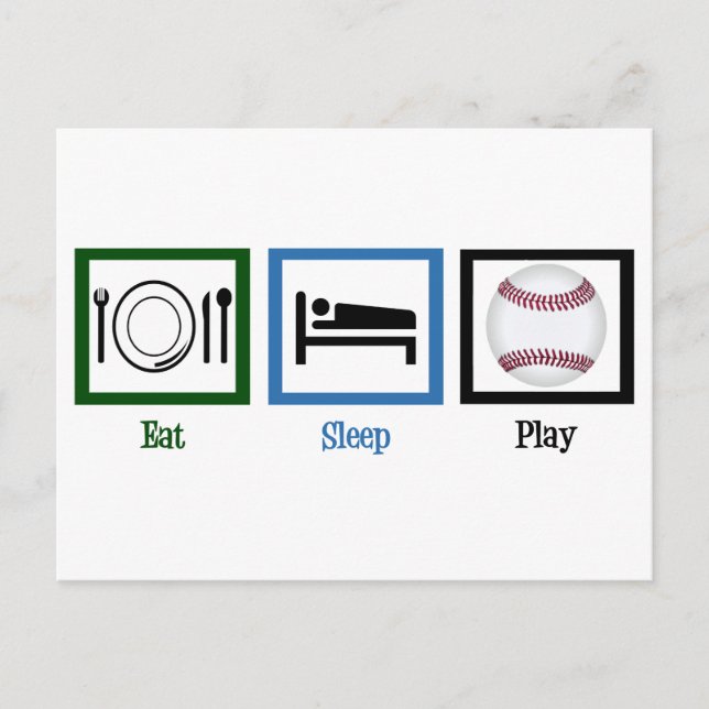 Eat Sleep Play Baseball Postcard (Front)