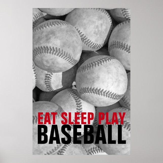 Eat Sleep Play Baseball Unique Artwork Poster (Front)
