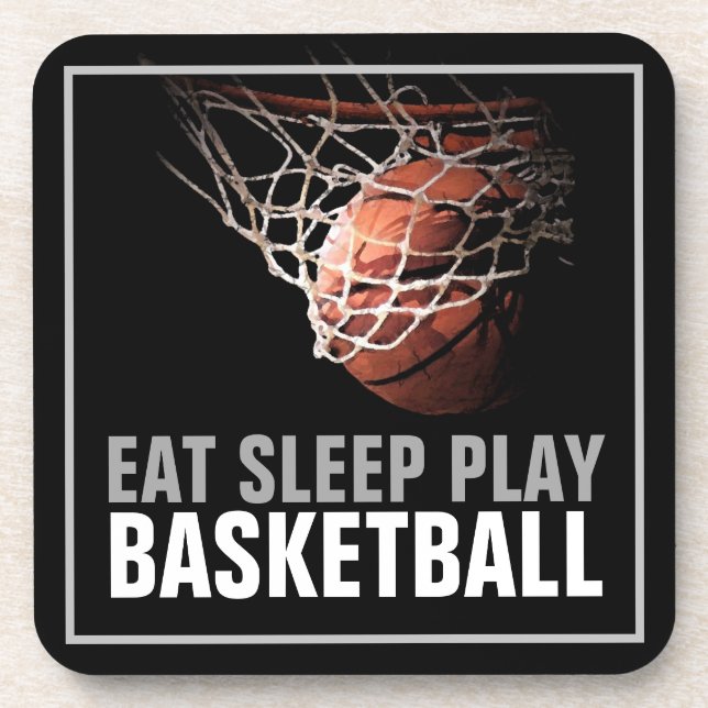 Eat Sleep Play Basketball Artwork Motivational Coaster (Front)