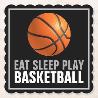 Eat Sleep Play Basketball Artwork Motivational Paper Coaster