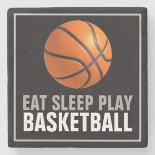 Eat Sleep Play Basketball Artwork Motivational Stone Coaster