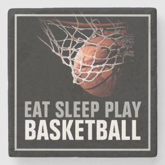 Eat Sleep Play Basketball Artwork Motivational Stone Coaster